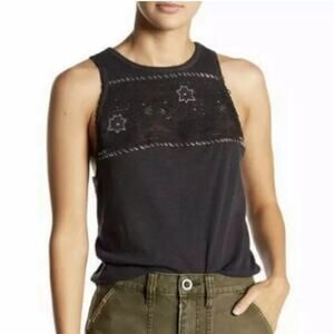 We the free free people gray window crochet star crop tank size s boho hippie